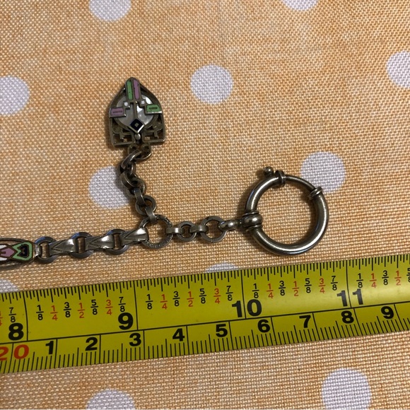 Vintage Pocket Watch Chain Fob enameled silver - Picture 9 of 15